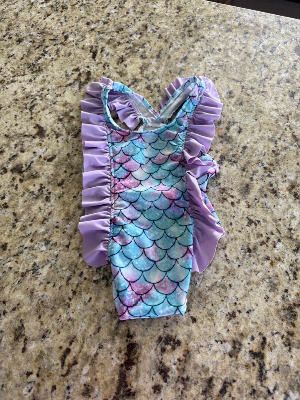Mermaid Scale Ruffle One-Piece Swimsuit in Lavender & Aqua